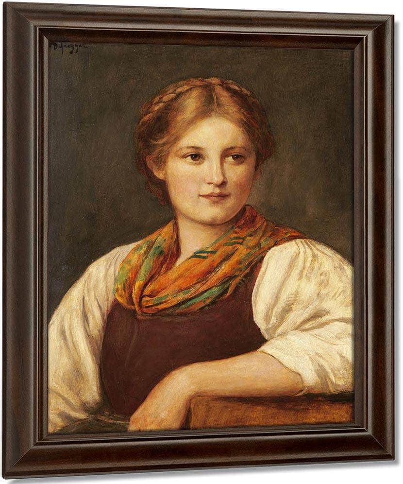 A Bavarian Peasant Girl By Franz Von Defregger Fine Art Print