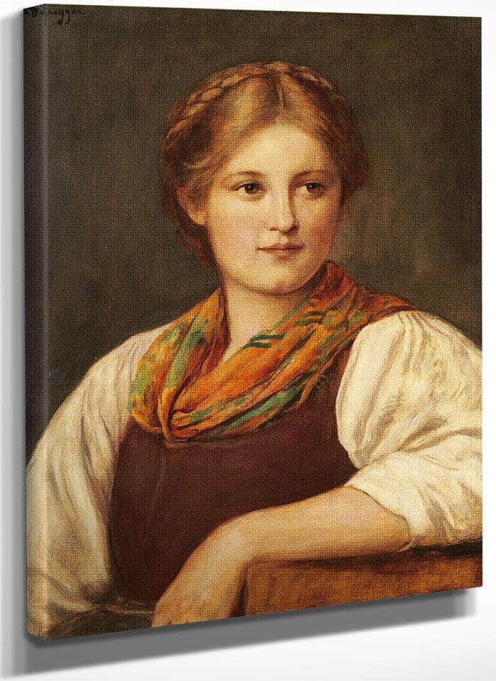 A Bavarian Peasant Girl By Franz Von Defregger Fine Art Print