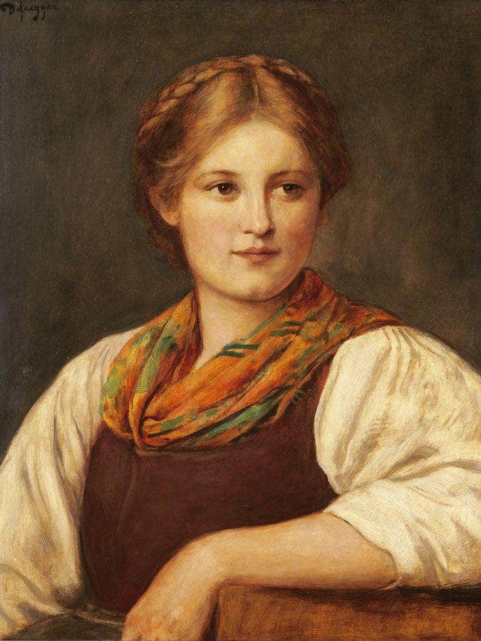 A Bavarian Peasant Girl By Franz Von Defregger Fine Art Print