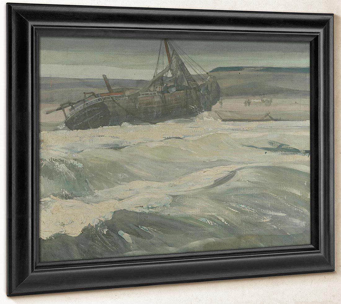 A Beached Fishing Boat By Richard Edward Miller Fine Art Print