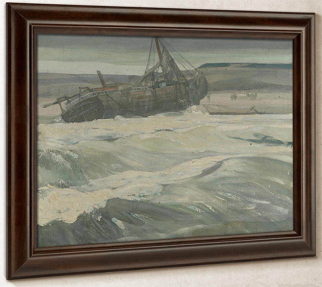 A Beached Fishing Boat By Richard Edward Miller Fine Art Print