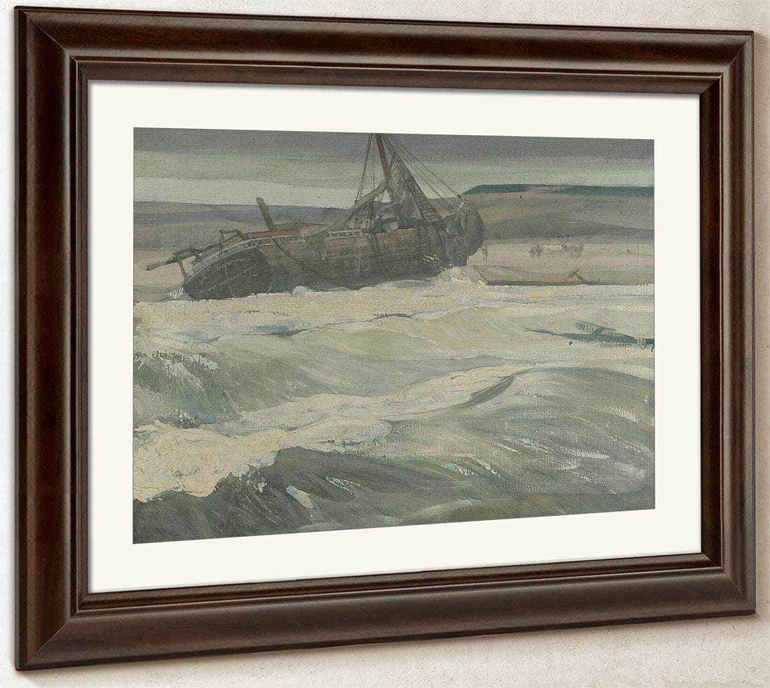 A Beached Fishing Boat By Richard Edward Miller Fine Art Print