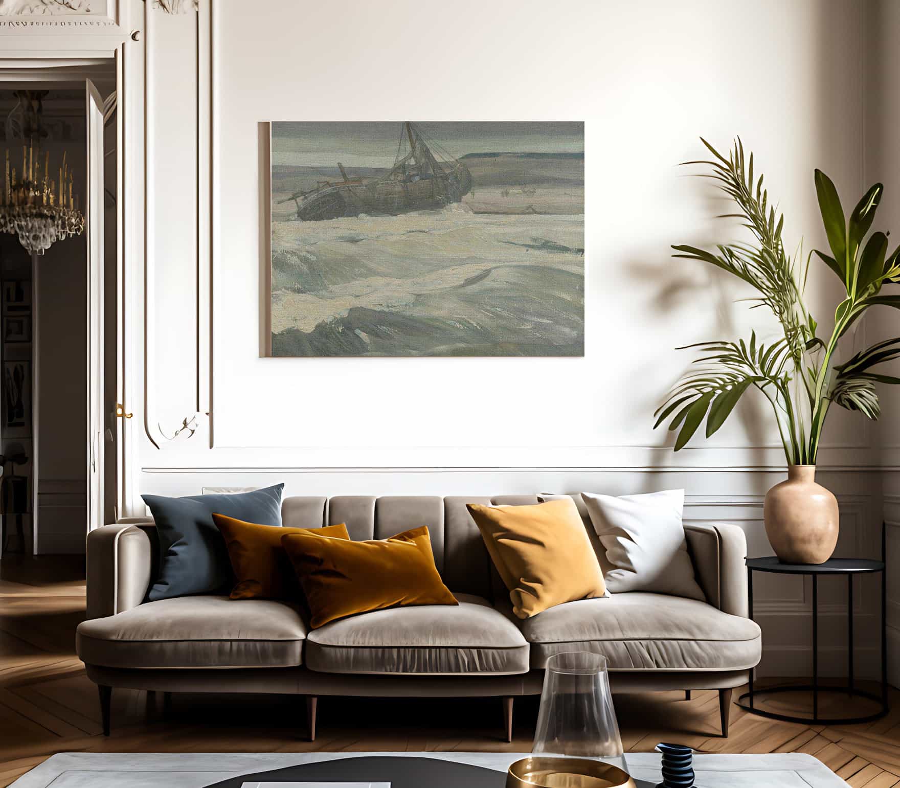 A Beached Fishing Boat By Richard Edward Miller Fine Art Print