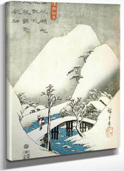A Bridge In A Snowy Landscape By Hiroshige Fine Art Print