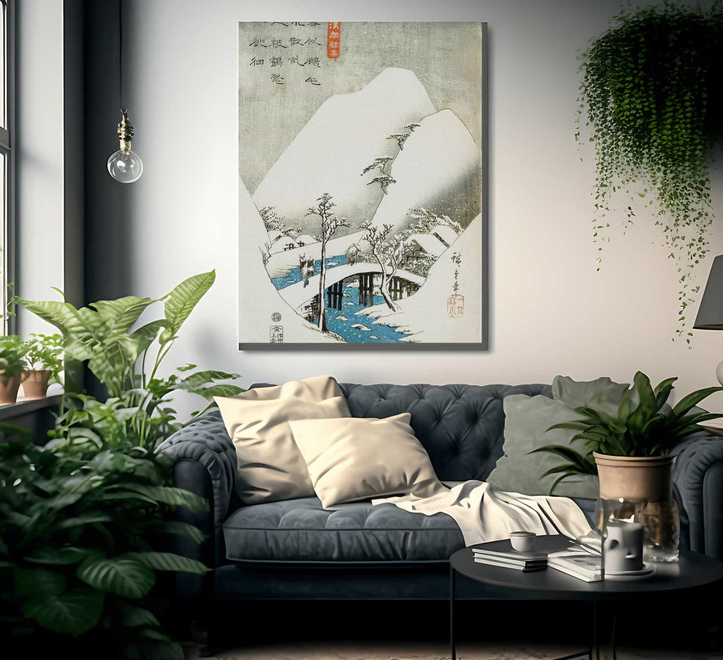 A Bridge In A Snowy Landscape By Hiroshige Fine Art Print