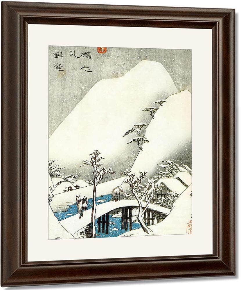 A Bridge In A Snowy Landscape By Hiroshige Fine Art Print
