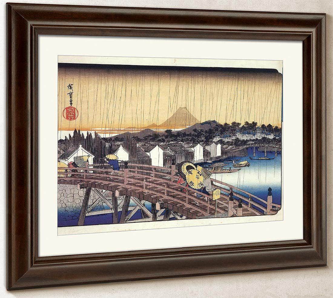 A Bridge In The Rain By Hiroshige Fine Art Print