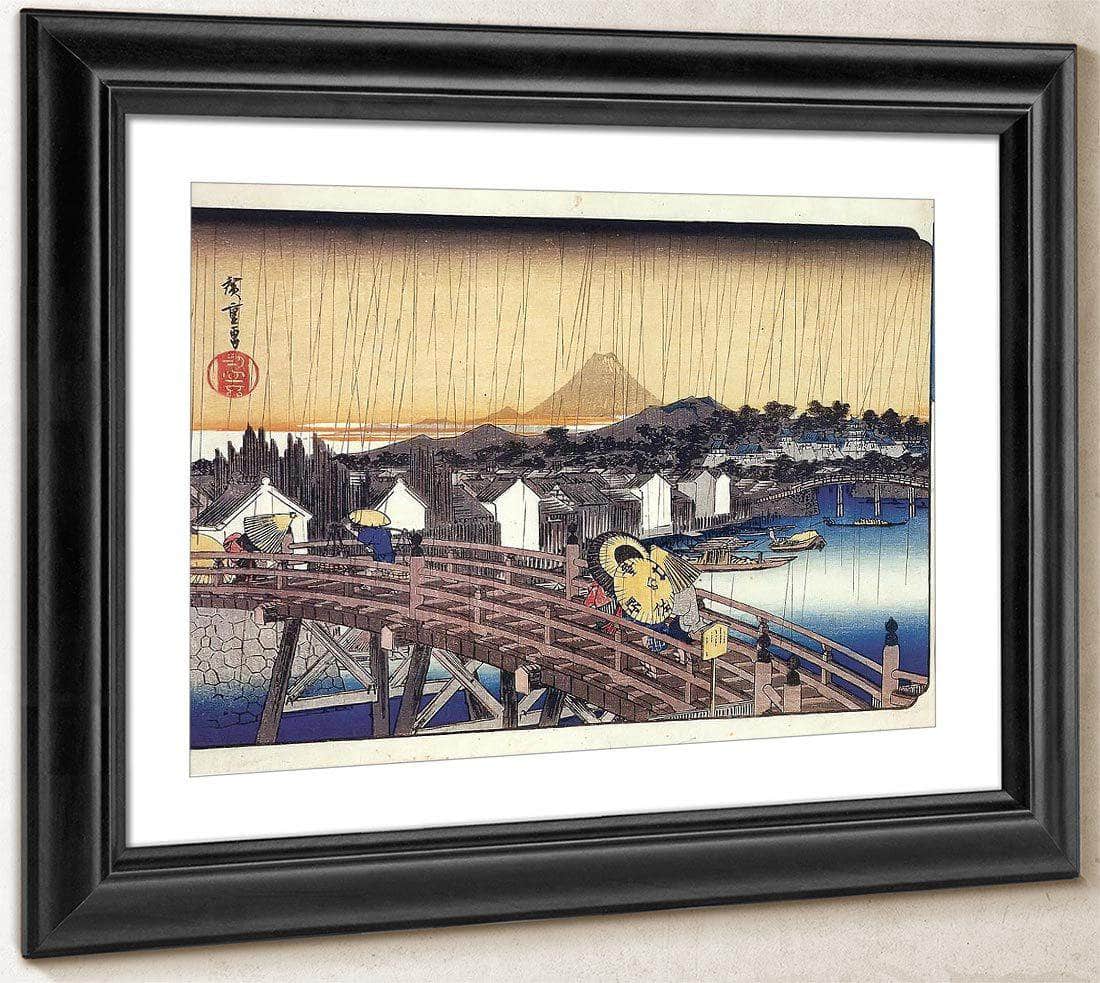 A Bridge In The Rain By Hiroshige Fine Art Print