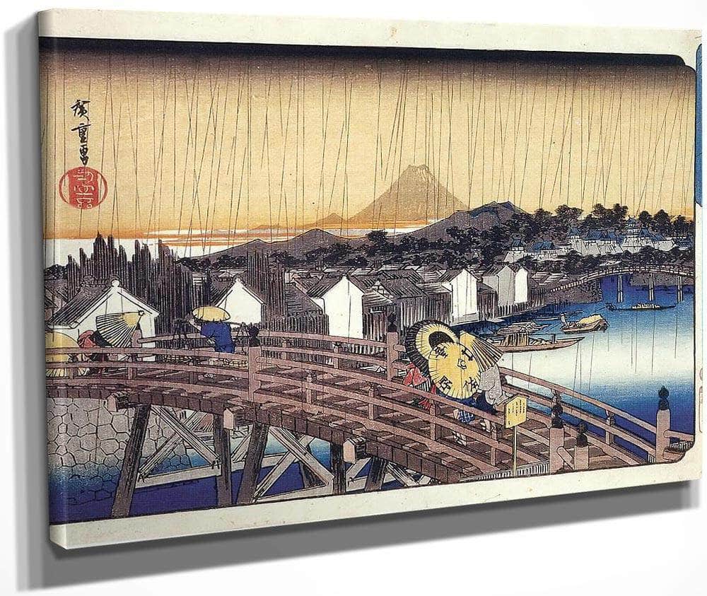 A Bridge In The Rain By Hiroshige Fine Art Print