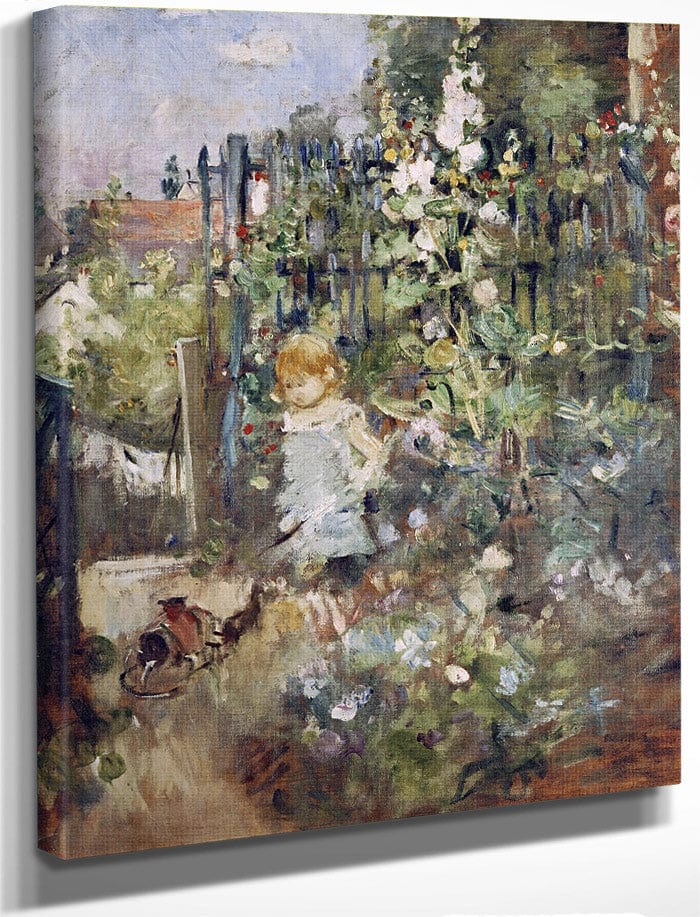 A Child In The Rosebeds By Berthe Morisot Fine Art Print