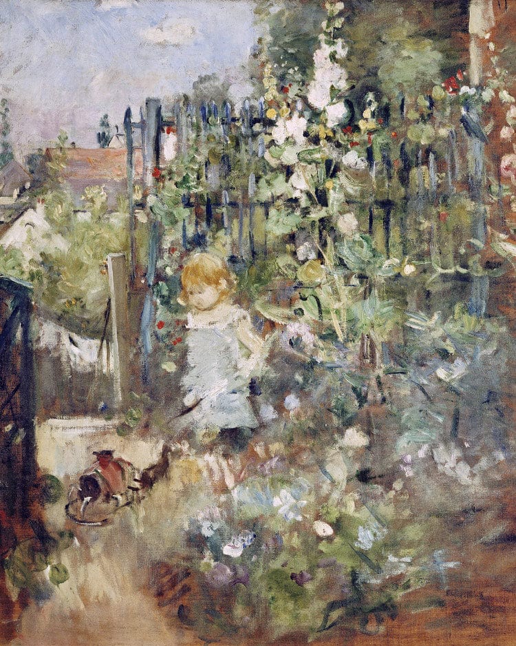 A Child In The Rosebeds By Berthe Morisot Fine Art Print