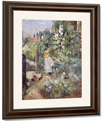 A Child In The Rosebeds By Berthe Morisot Fine Art Print