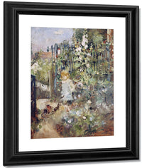 A Child In The Rosebeds By Berthe Morisot Fine Art Print