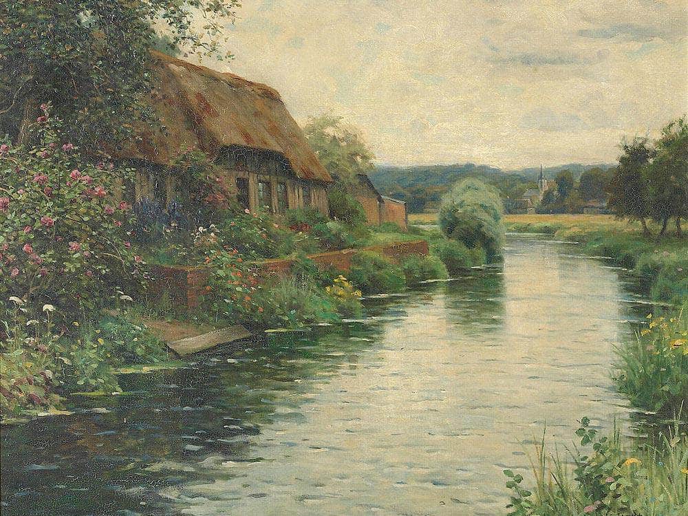 A Cottage By The River By Louis Aston Knight Fine Art Print