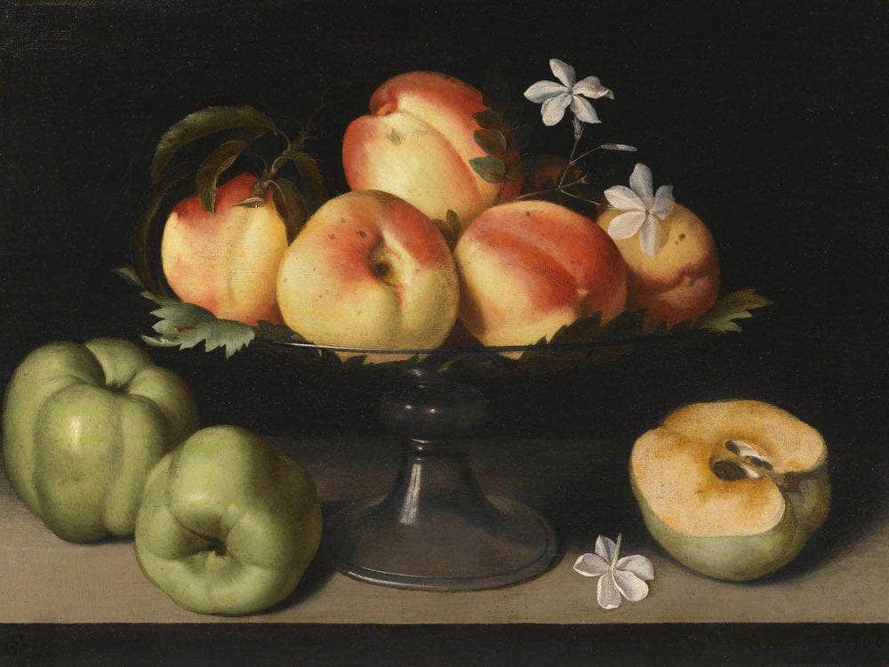 A Crystal Fruit Stand With Peaches Quinces And Jasmine 1607 By Fede Galizia Fine Art Print