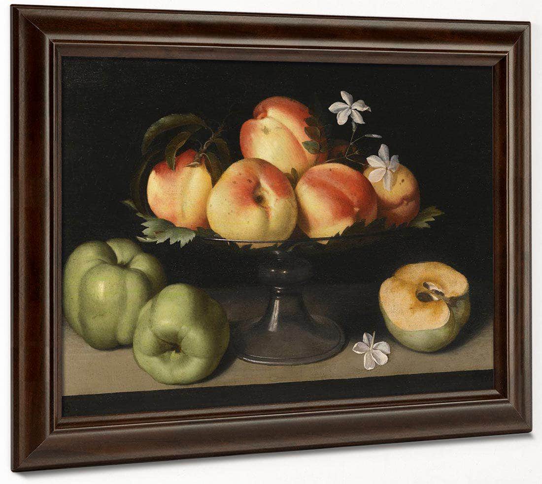 A Crystal Fruit Stand With Peaches Quinces And Jasmine 1607 By Fede Galizia Fine Art Print