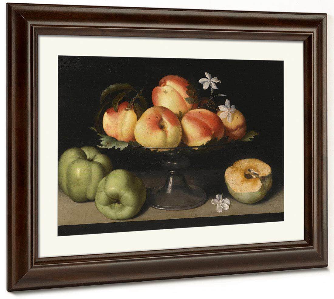 A Crystal Fruit Stand With Peaches Quinces And Jasmine 1607 By Fede Galizia Fine Art Print