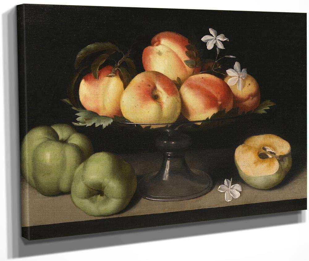 A Crystal Fruit Stand With Peaches Quinces And Jasmine 1607 By Fede Galizia Fine Art Print