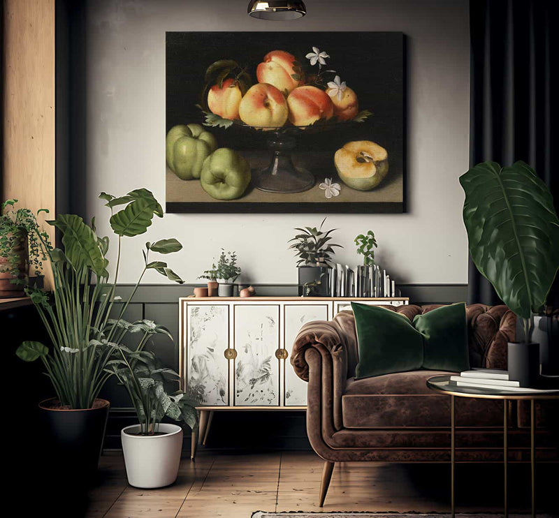A Crystal Fruit Stand With Peaches Quinces And Jasmine 1607 By Fede Galizia Fine Art Print