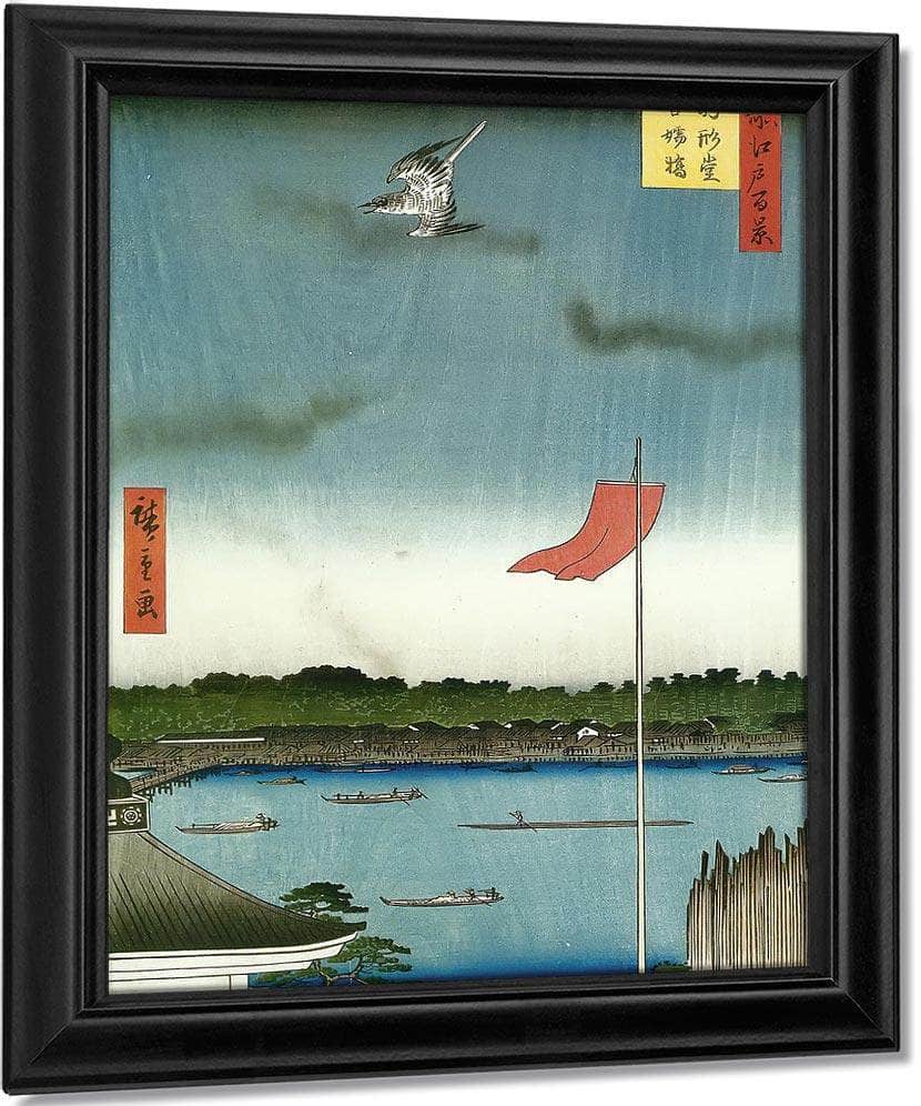 A Cuckoo Flying Over The River By Hiroshige Fine Art Print
