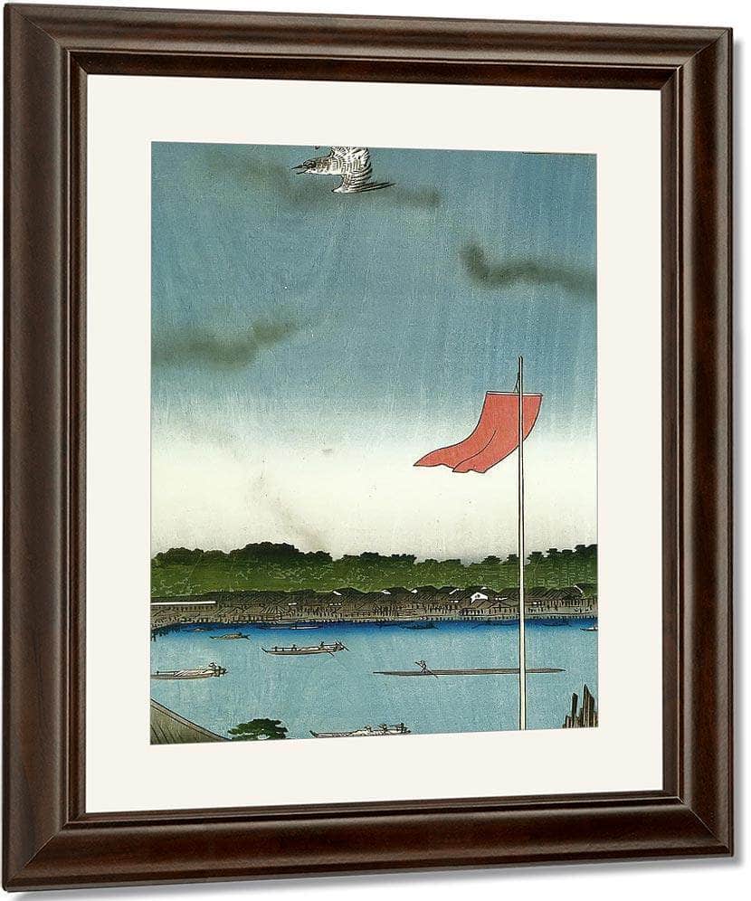 A Cuckoo Flying Over The River By Hiroshige Fine Art Print