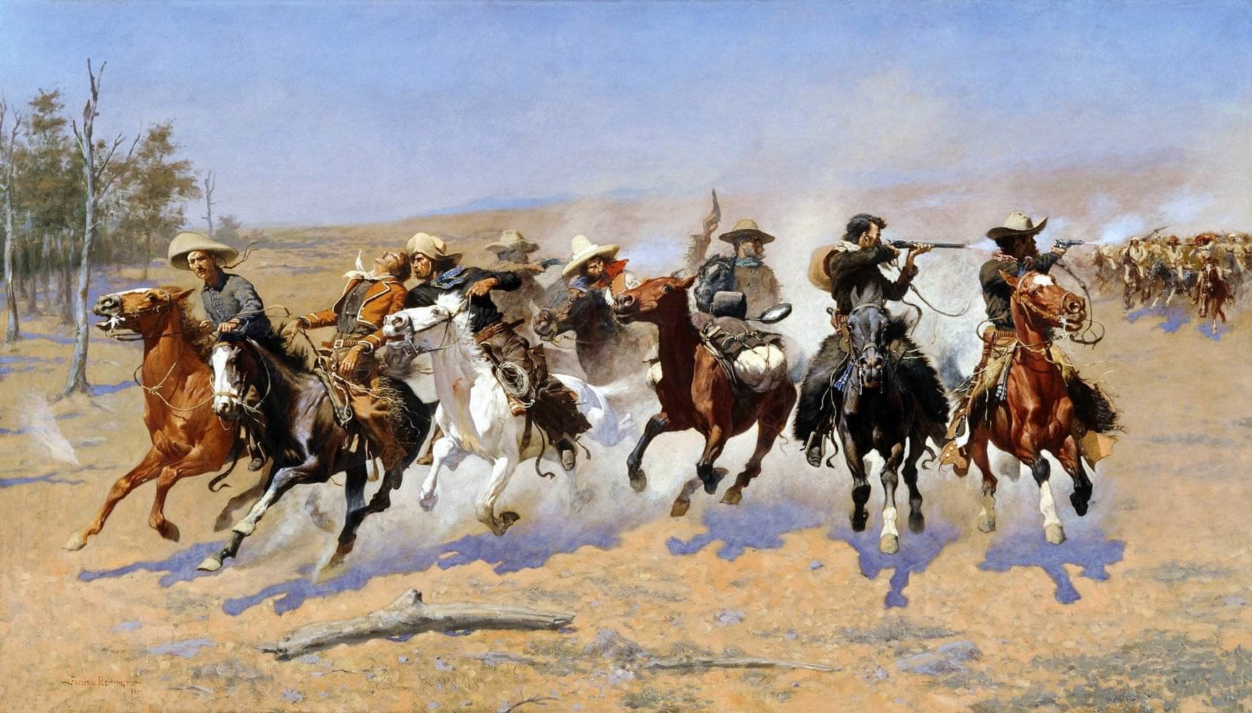 A Dash For The Timber Painting Frederic Remington Canvas Art Fine Art Print