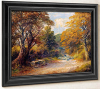 A Drover With Sheep On A Path In A Wooded Landscape By George Turner Fine Art Print