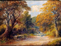 A Drover With Sheep On A Path In A Wooded Landscape By George Turner Fine Art Print