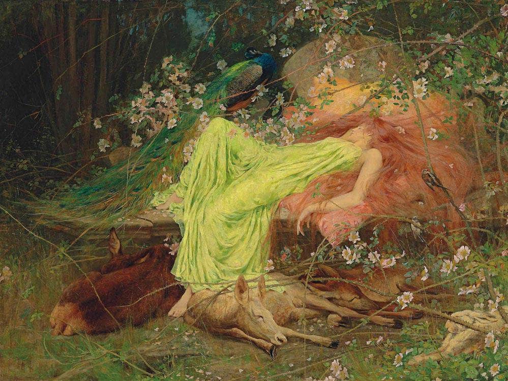 A Fairy Tale All Seemed To Sleep The Timid Hare On Form By Arthur Wardle Fine Art Print