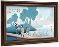 A Family In A Misty Landscape By Hiroshige Fine Art Print