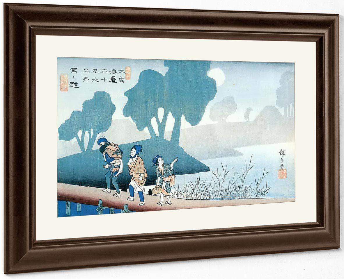 A Family In A Misty Landscape By Hiroshige Fine Art Print