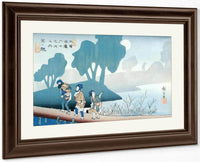 A Family In A Misty Landscape By Hiroshige Fine Art Print
