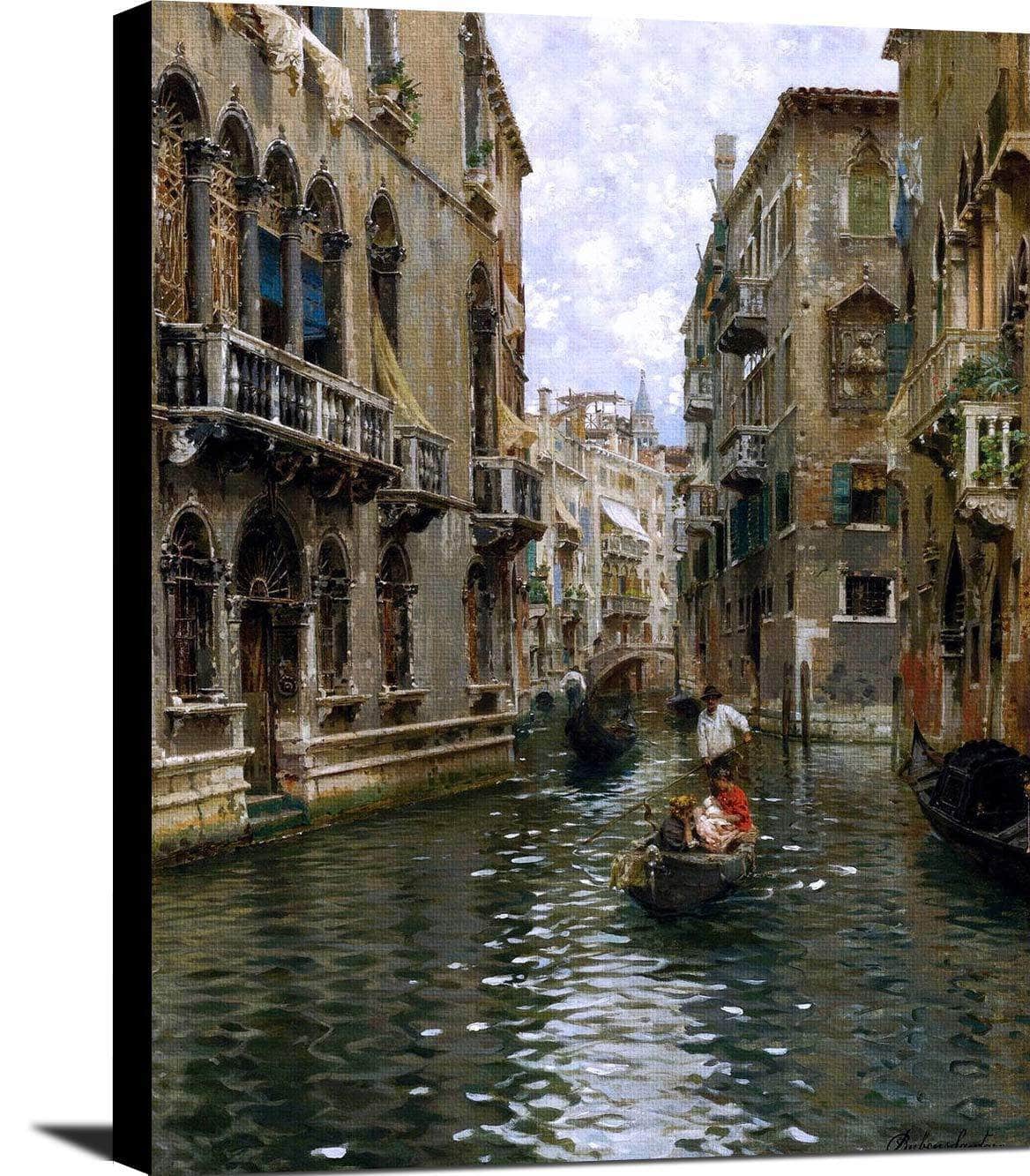 A Family Outing On A Venetian Canal Painting Rubens Santoro Canvas Art Fine Art Print