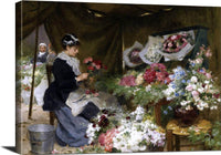 A Flower Seller Making Her Bouquets Painting Victor Gilbert Canvas Art Fine Art Print