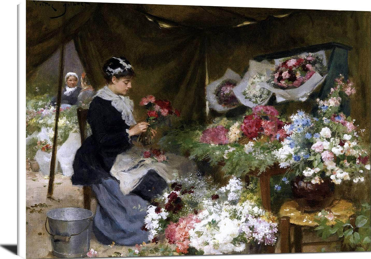 A Flower Seller Making Her Bouquets Painting Victor Gilbert Canvas Art Fine Art Print
