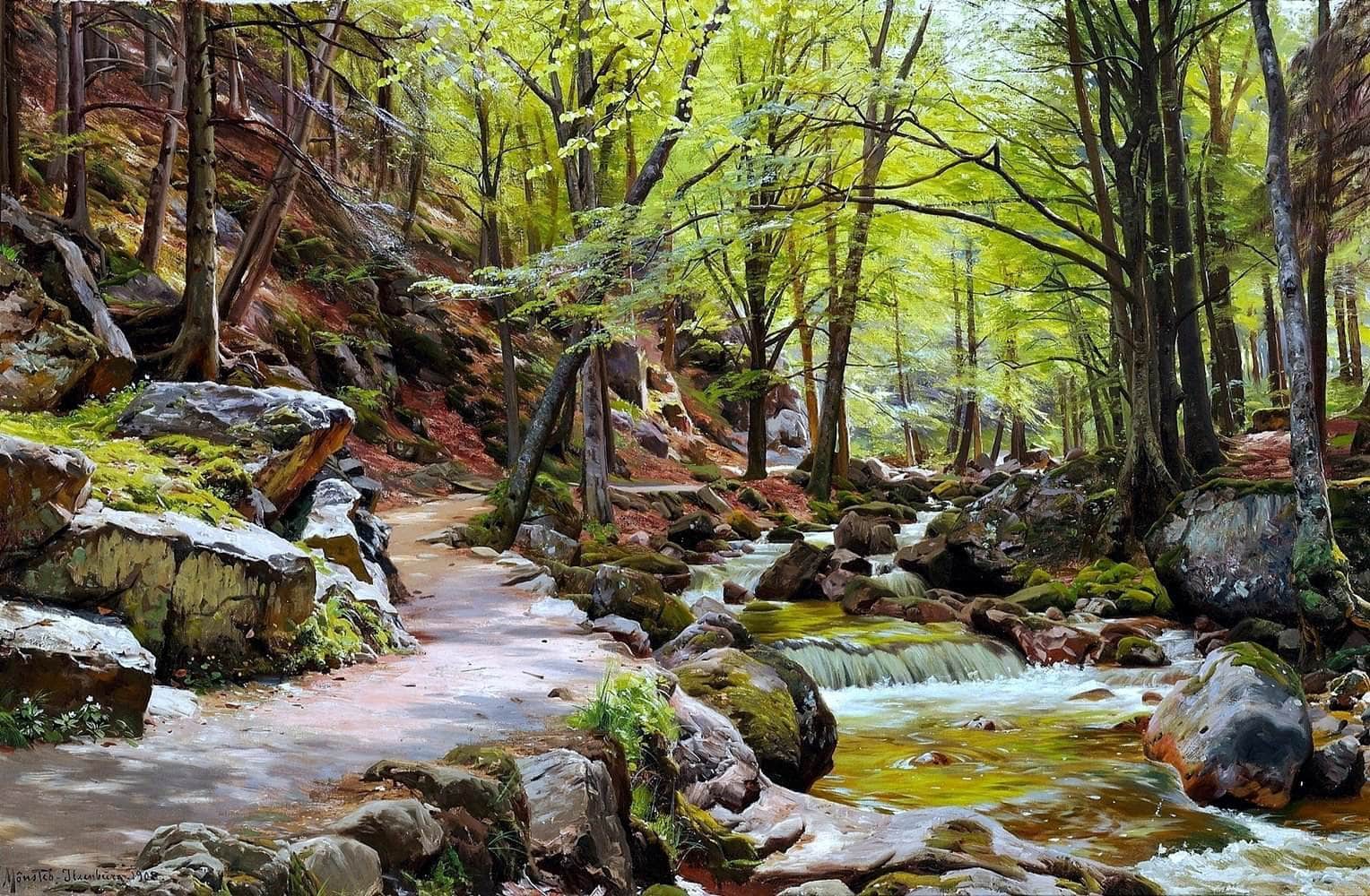 A Forest Near Ilsenburg In The Harz Painting Peder Monsted Canvas Art Fine Art Print