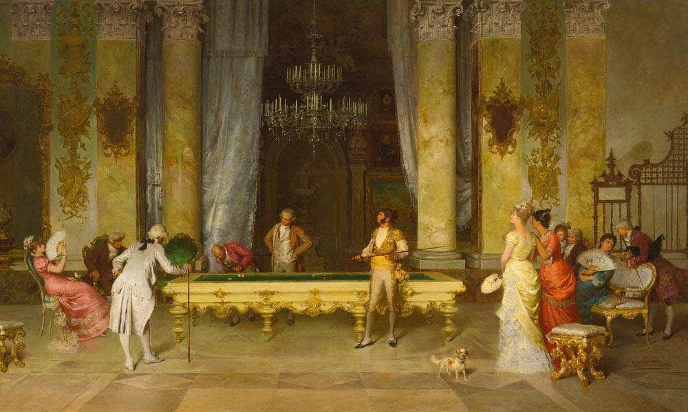 A Game Of Billiards  By Francesco Beda Fine Art Print
