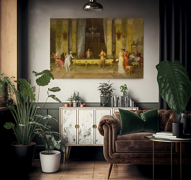 A Game Of Billiards  By Francesco Beda Fine Art Print