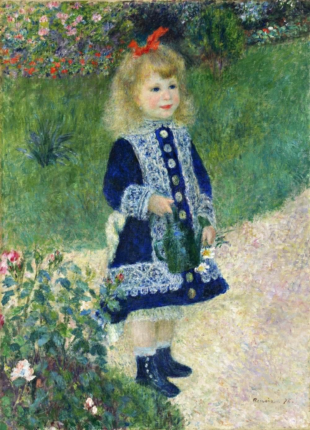 A Girl With A Watering Can Painting Auguste Renoir Canvas Art Fine Art Print