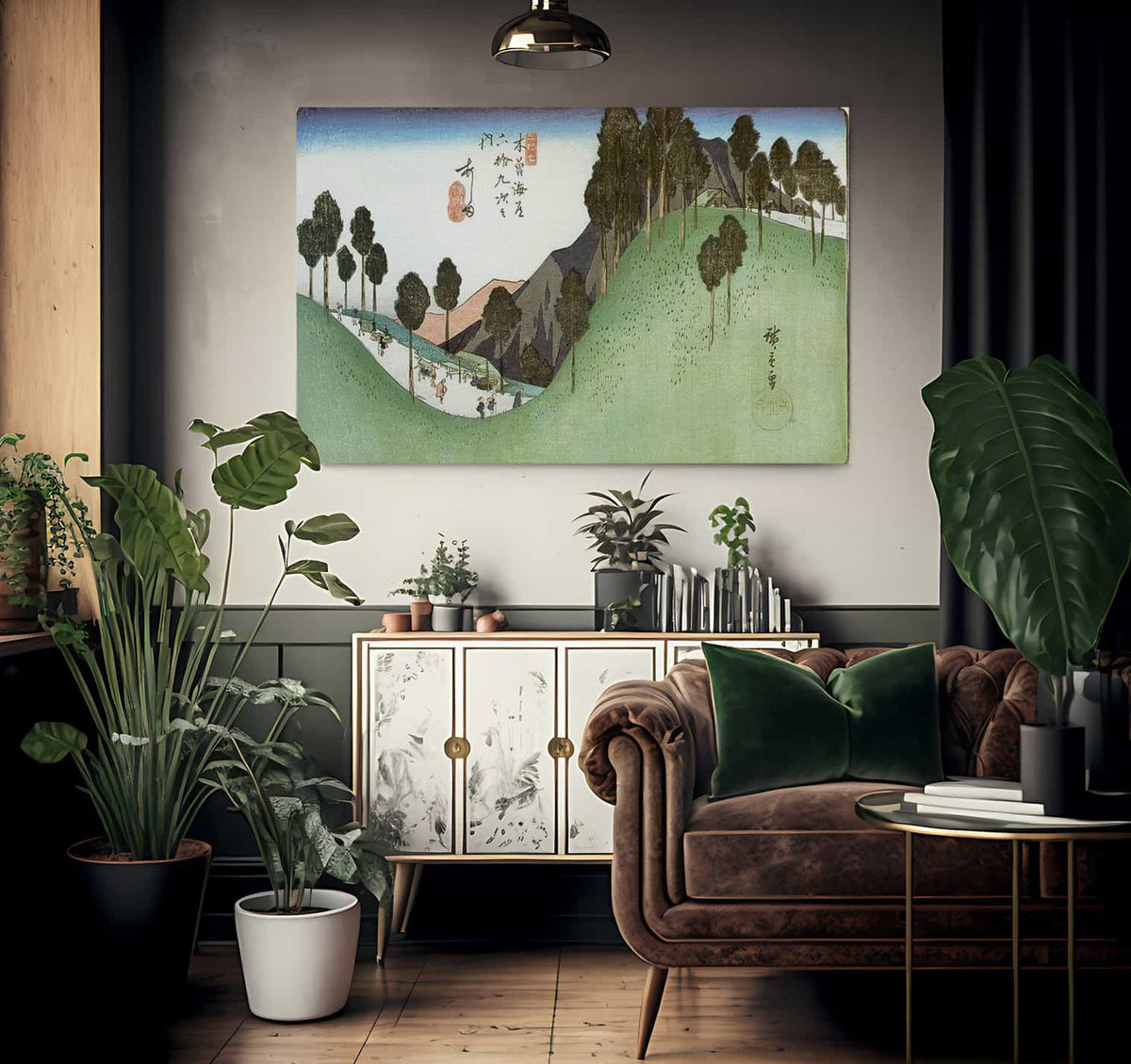 A Green Valley With Trees By Hiroshige Fine Art Print