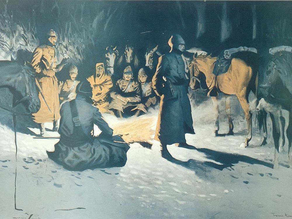 A Halt In The Wilderness By Frederic Remington Fine Art Print
