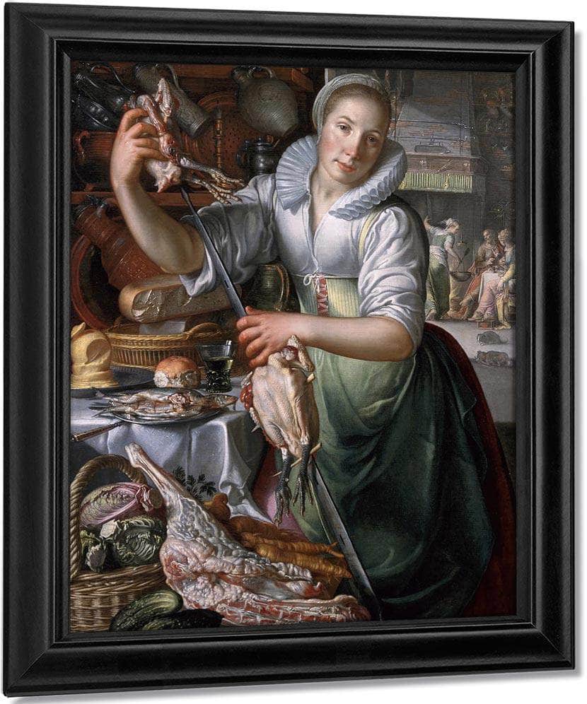A Kitchenmaid In The Background Jesus In The House Of Mary And Martha By Joachim Wtewael Fine Art Print
