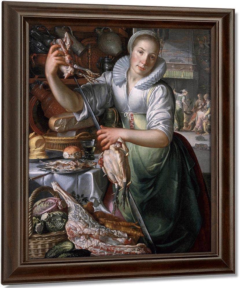 A Kitchenmaid In The Background Jesus In The House Of Mary And Martha By Joachim Wtewael Fine Art Print