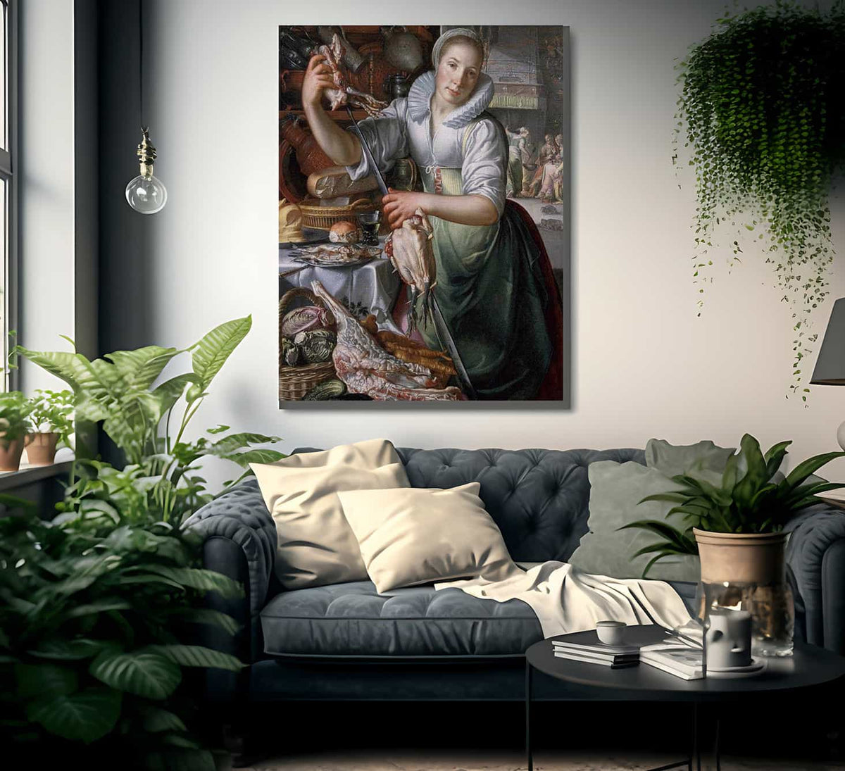 A Kitchenmaid In The Background Jesus In The House Of Mary And Martha By Joachim Wtewael Fine Art Print