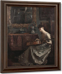 A Lady Playing A Guitar In A Music Room By Lajos Mark Fine Art Print