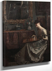 A Lady Playing A Guitar In A Music Room By Lajos Mark Fine Art Print