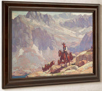 A Lone Rider Leading Pack Horses By A Sierra Lake By Edgar Payne Fine Art Print