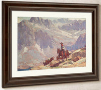 A Lone Rider Leading Pack Horses By A Sierra Lake By Edgar Payne Fine Art Print