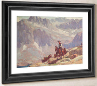 A Lone Rider Leading Pack Horses By A Sierra Lake By Edgar Payne Fine Art Print