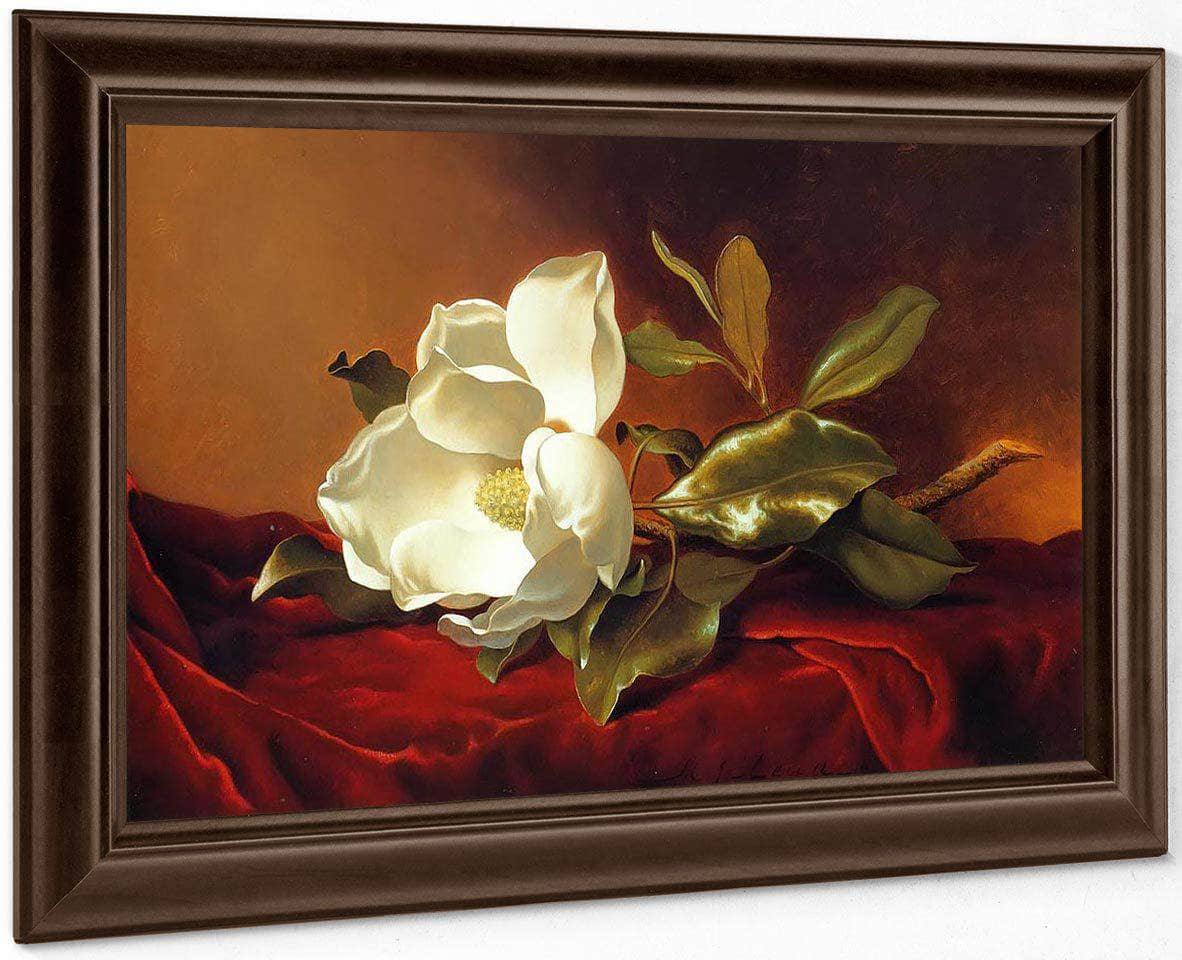 A Magnolia On Red Velvet By Martin Johnson Heade Fine Art Print
